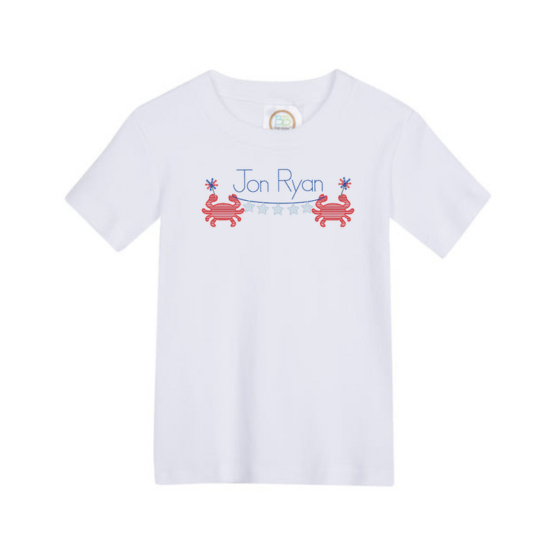 Personalized Patriotic Boy Tee-White