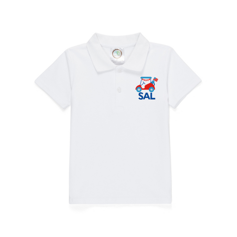 Personalized Patriotic Boy's Polo - White