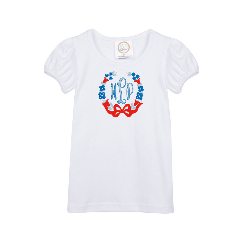 Personalized Patriotic Girl's Tee - White