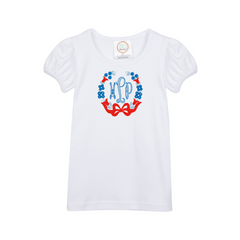 Personalized Patriotic Girl's Tee - White