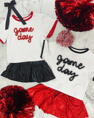 Game Day Ringer Boxy Tee - Black