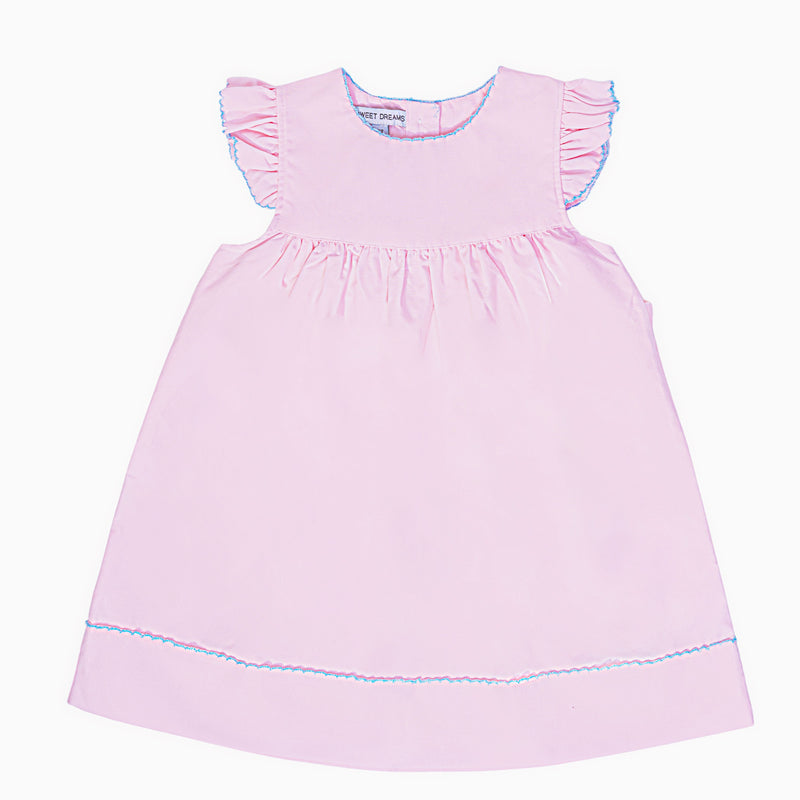 Pink w/ Blue Picot Trim Dress