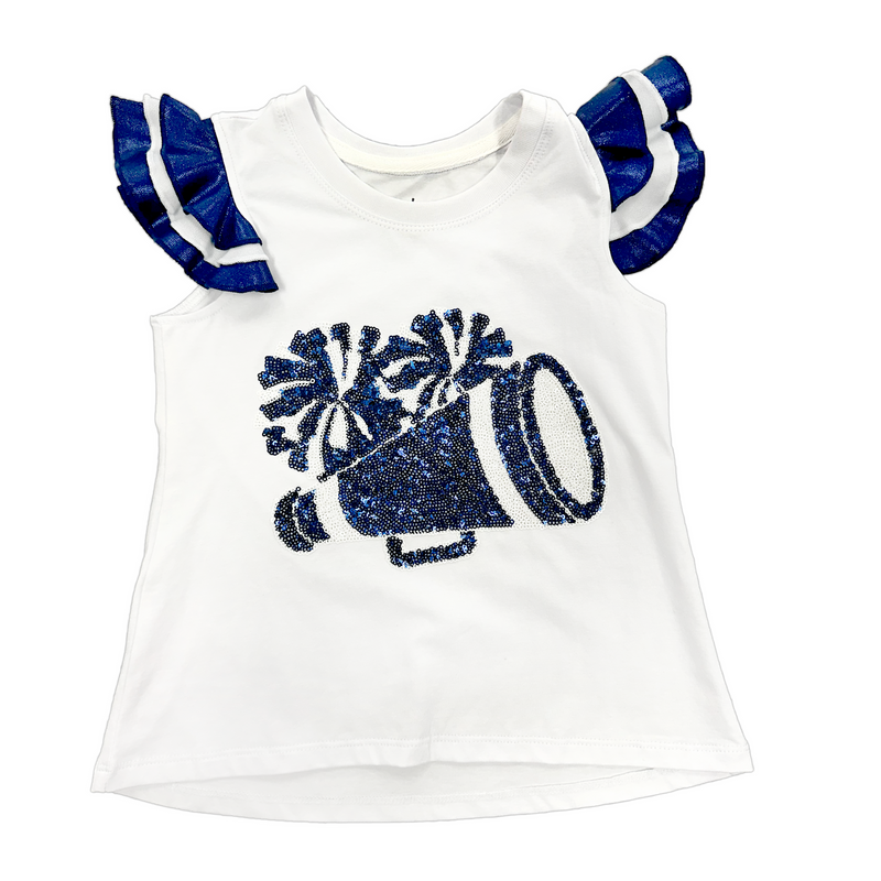 Ruffle Sleeve Cheer Tee - Navy