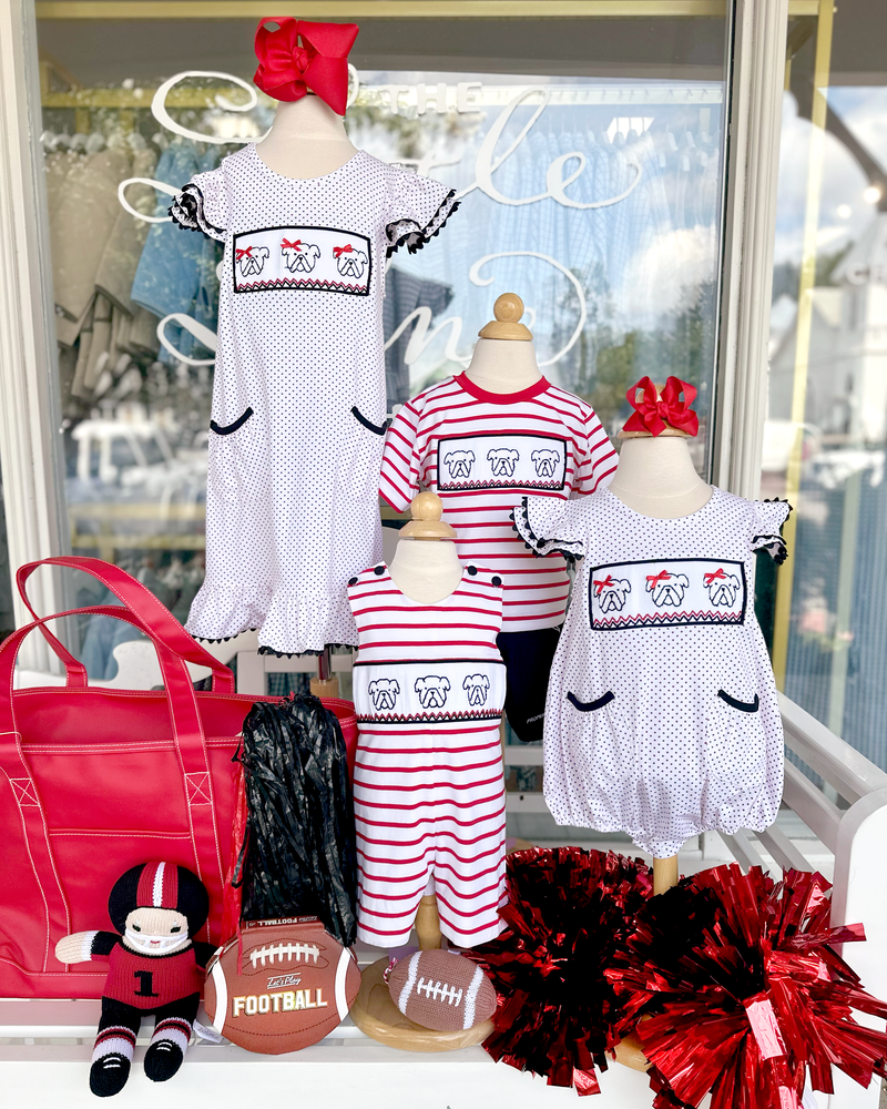 Bulldog Smocked Flutter Sleeve Bubble