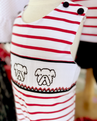 Red Bulldog Smocked Shortall