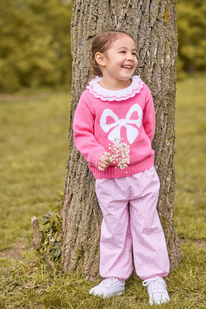 Intarsia Sweater - Hot Pink Bow