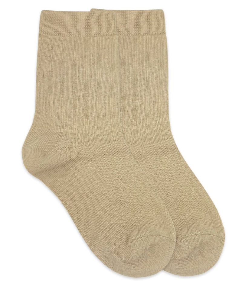 Cotton Rib Crew Socks - Khaki