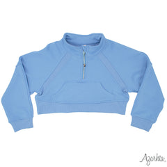 Oversized Cropped Sweatshirt - Light Blue