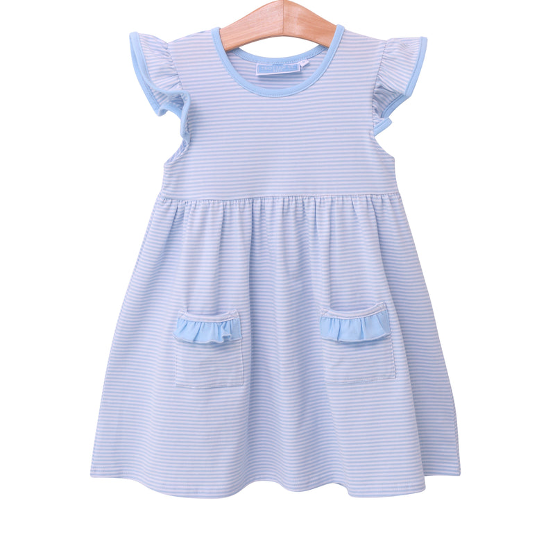 Lucy Dress - Light Blue Stripe