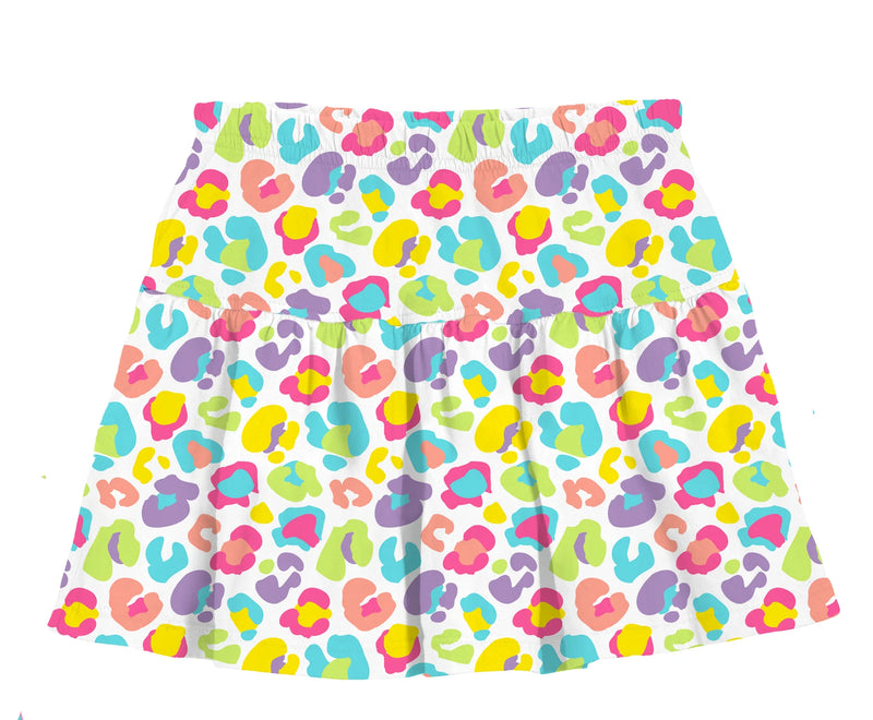 Neon Leopard Gathered Skort