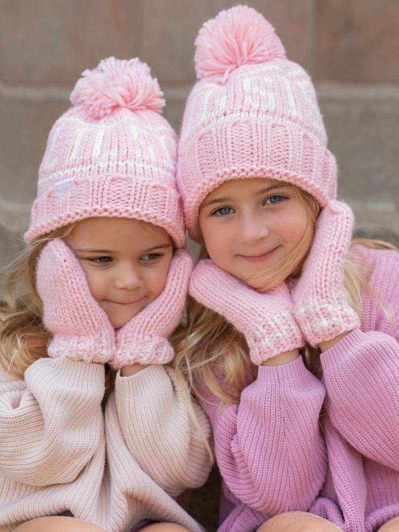 Pink Knit Mittens