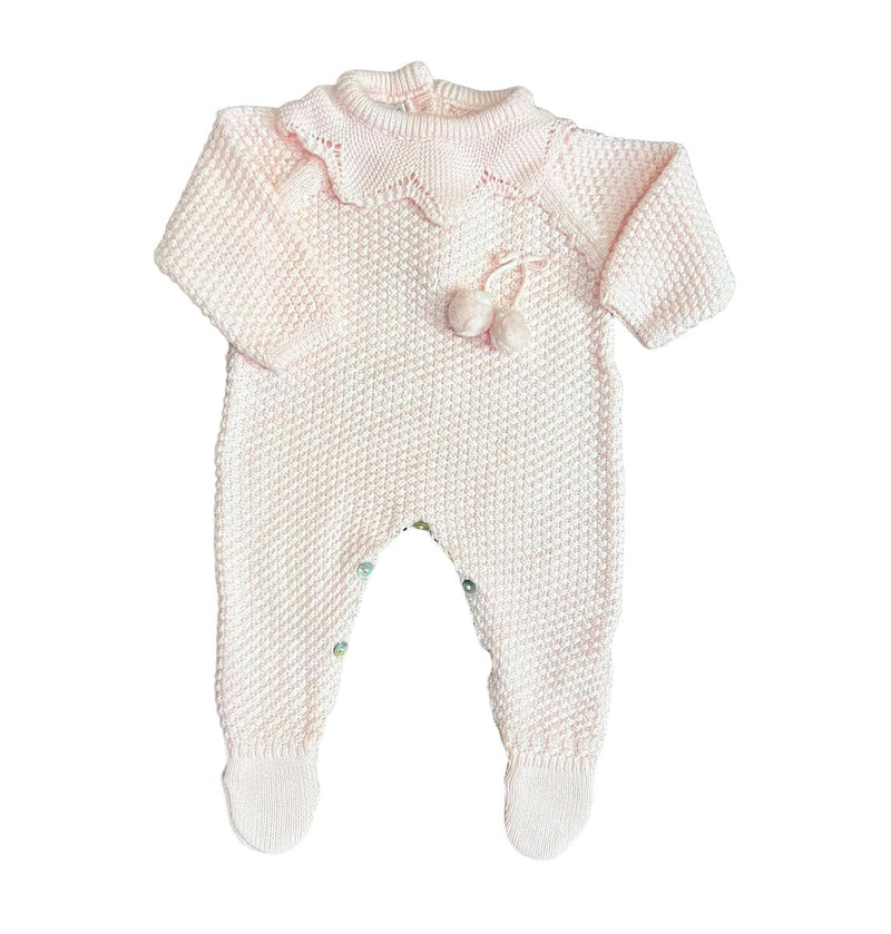 Rice Stitch Footed Playsuit - Pink