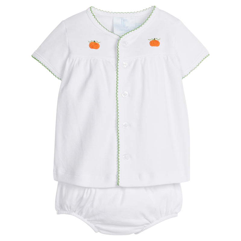 Pumpkin Pinpoint Layette Knit Set