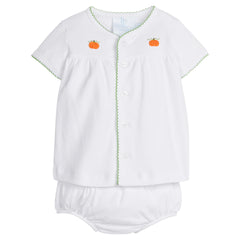 Pumpkin Pinpoint Layette Knit Set