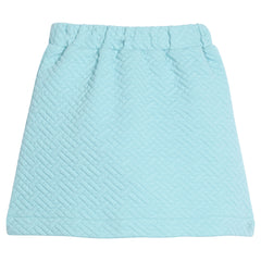 Quilted Mini Skirt - Aqua Quilted Trellis