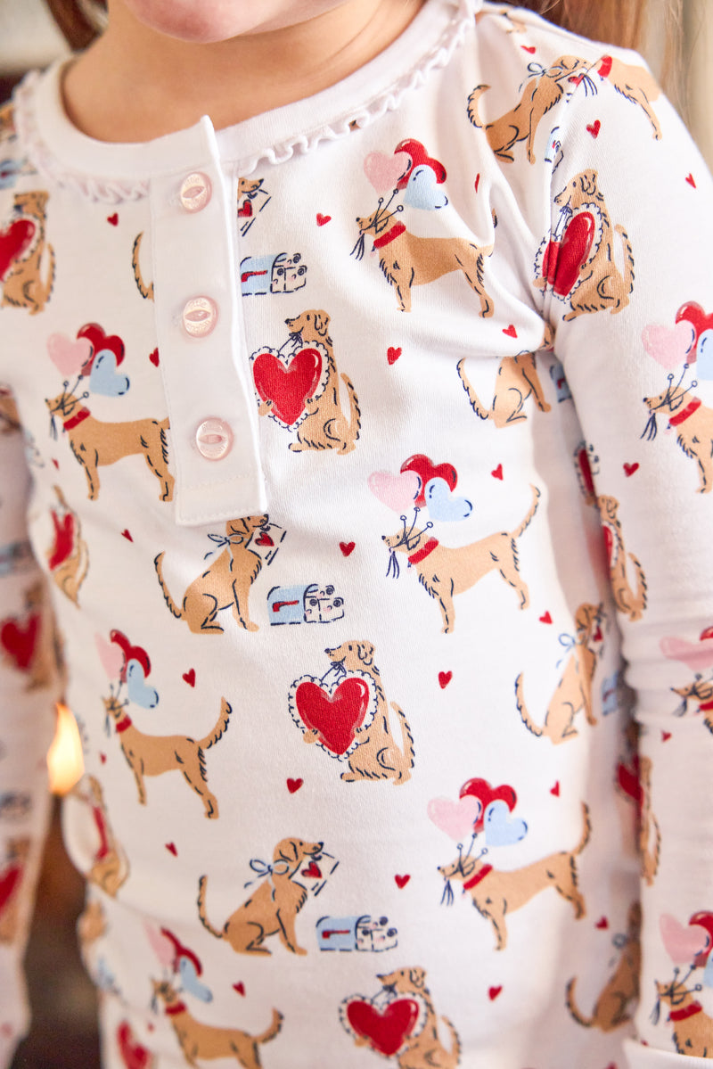 Ruffle Printed Jammies - I Woof You