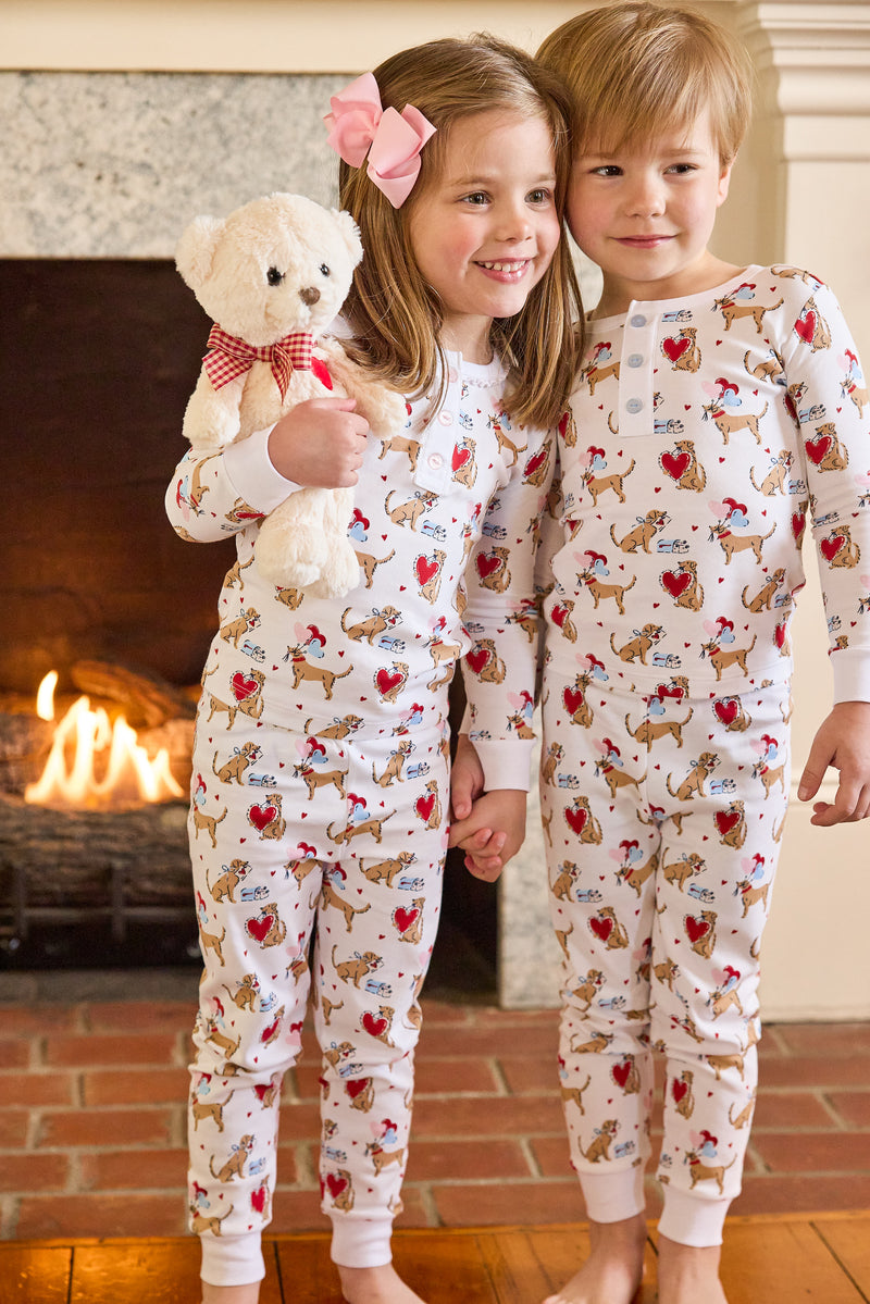 Ruffle Printed Jammies - I Woof You