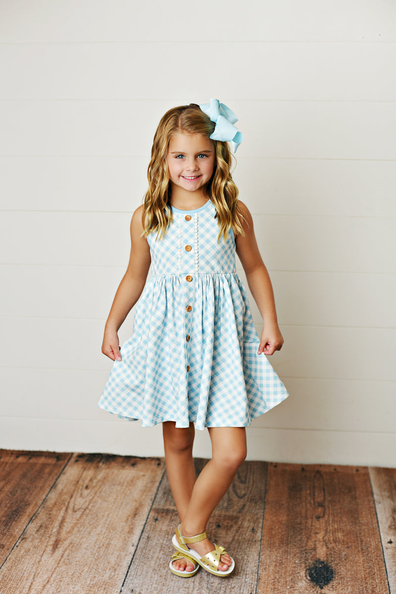 Spring Gingham Twirl Dress