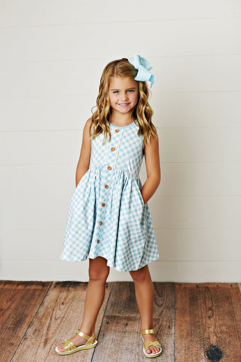 Spring Gingham Twirl Dress