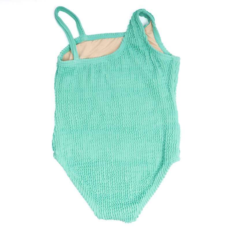 Crinkle One Shoulder Swimsuit - Green