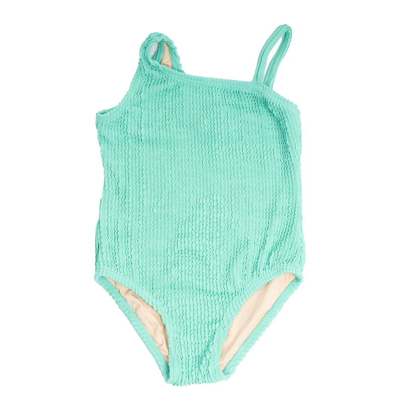 Crinkle One Shoulder Swimsuit - Green