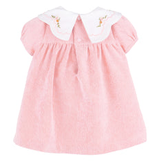 Pink Pumpkin Cord Scallop Dress