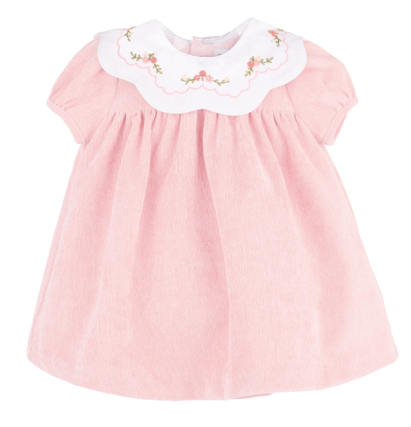 Pink Pumpkin Cord Scallop Dress