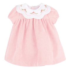 Pink Pumpkin Cord Scallop Dress