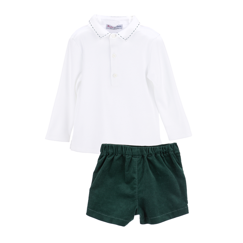 Holly Jolly Green Velvet Boy Short Set