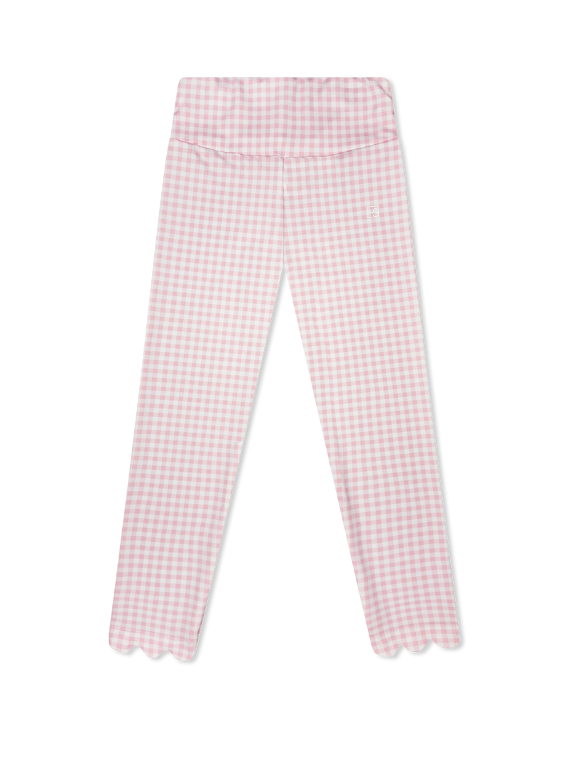 Sadie Scallop Legging - Cotton Candy Pink Check