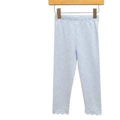 Scallop Leggings - Light Blue Stripe