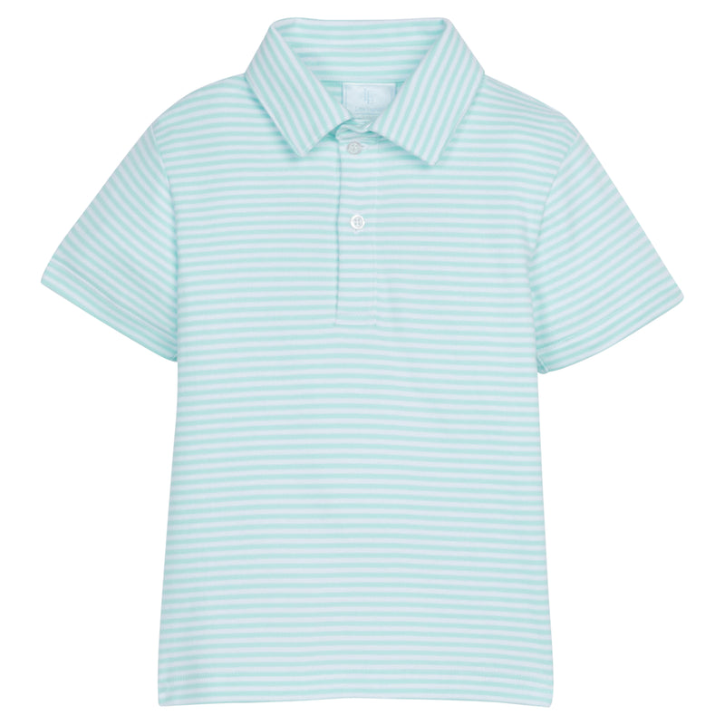 Short Sleeve Polo - Aqua Stripe