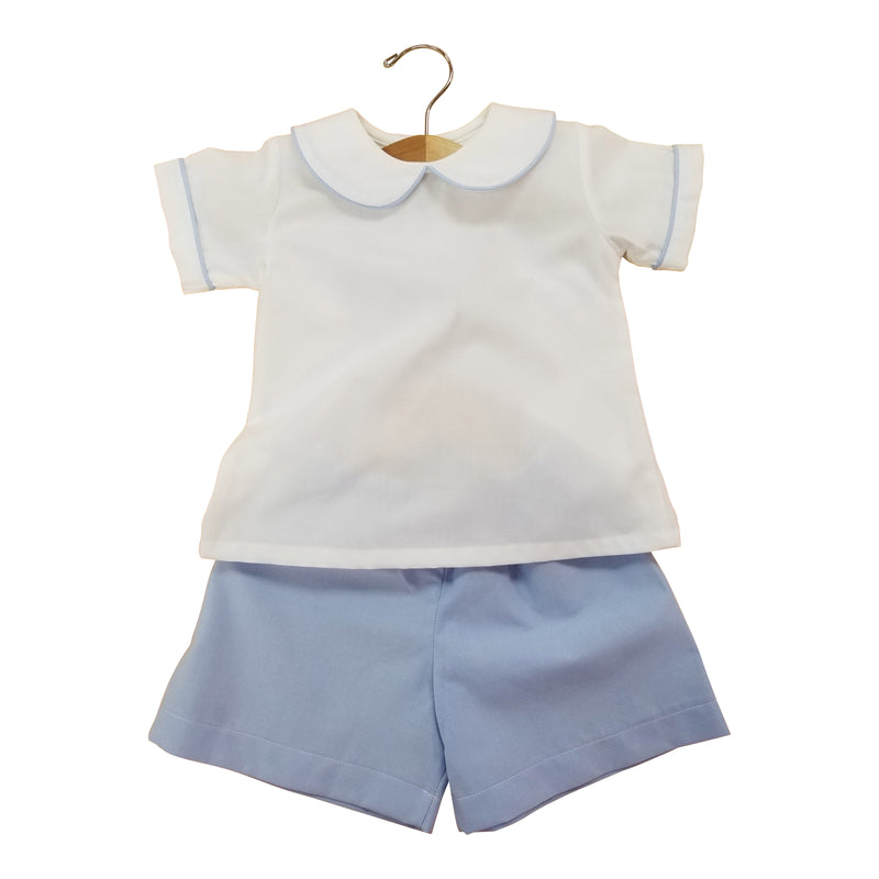 White & Blue Boy Short Set