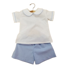 White & Blue Boy Short Set