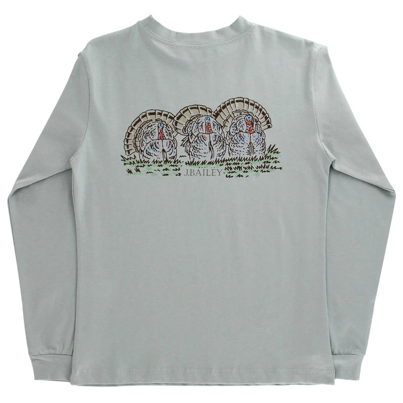 Turkey on Sage Long Sleeve Logo Tee