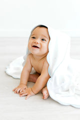 Embroidered Dots Hooded Towel - Blue