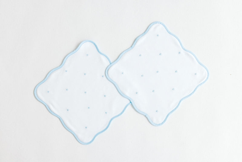 Embroidered Wash Cloths - Blue Dots