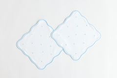 Embroidered Wash Cloths - Blue Dots