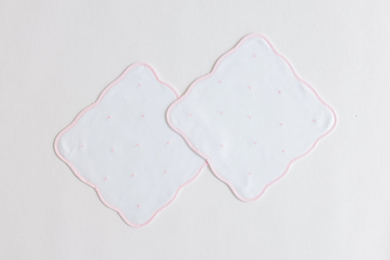 Embroidered Wash Cloths - Pink Dots