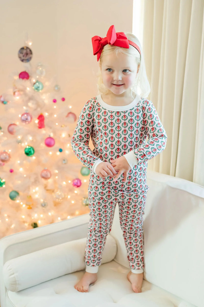 Ava Pajama Set - Pink Wreaths