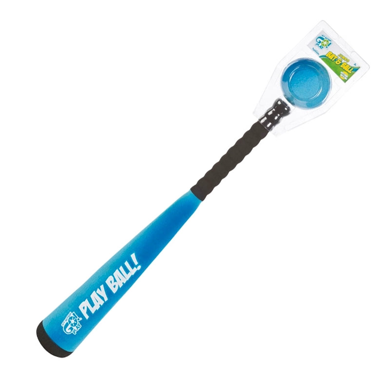 A Jumbo Bat & Ball Set with a blue bat and yellow ball, packaged in a cardboard box with ' Toysmith' branding.