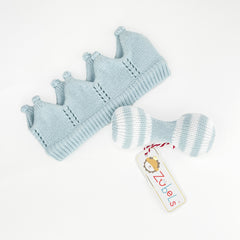 Blue Dumbbell Knit Rattle