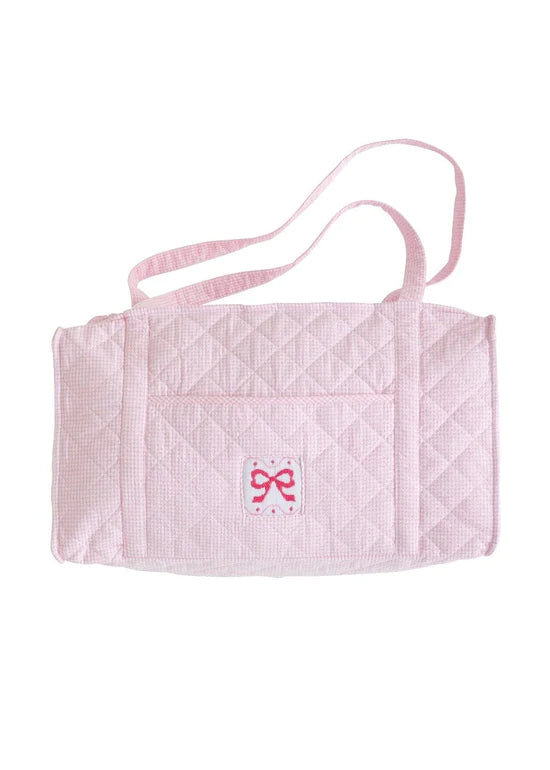 Quilted Luggage Duffle - Pink Bow