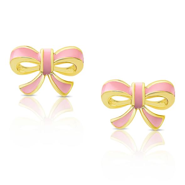 Pink Bow Stud Earrings