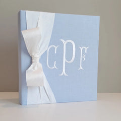 Personalized Baby Book - Linen Book w/ Silk Bow