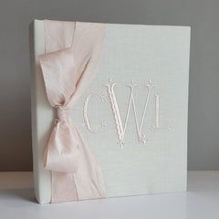 Personalized Baby Book - Linen Book w/ Silk Bow