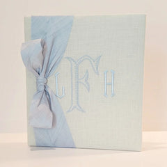 Personalized Baby Book - Linen Book w/ Silk Bow