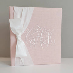 Personalized Baby Book - Linen Book w/ Silk Bow