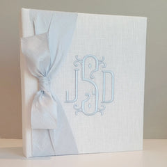 Personalized Baby Book - Linen Book w/ Silk Bow