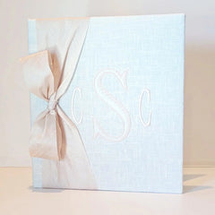 Personalized Baby Book - Linen Book w/ Silk Bow